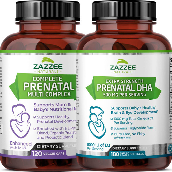 Zazzee Extra Strength Prenatal DHA and Extra Strength Prental Multi Complex