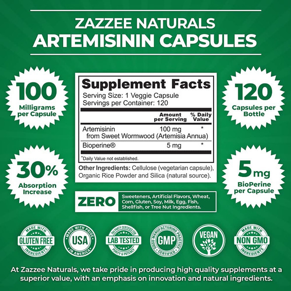 Zazzee Artemisinin Capsules and Extra Strength 8-in-1 Immune Support Capsules