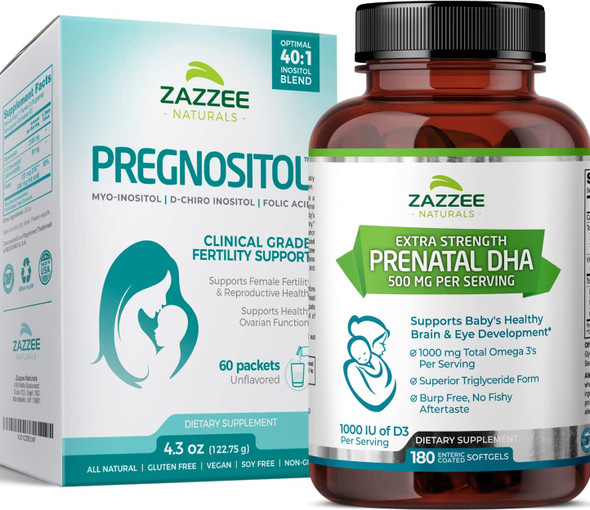 Zazzee PREGNOSITOL Easy-Tear Packets and Extra Strength Prenatal DHA