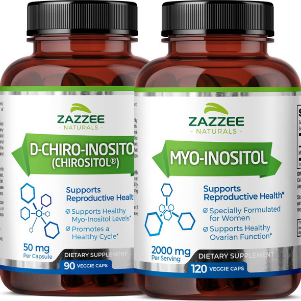 Zazzee Myo-Inositol And D-Chiro-Inositol Capsules, Ideal 40:1 Ratio, Vegan, Non-Gmo And All-Natural, Premium Quality