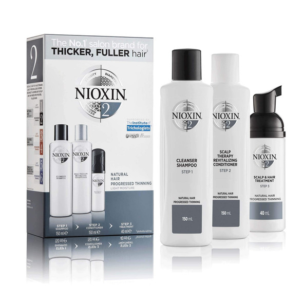 Nioxin Trial-Size System Kits 2, 4, & 6, 3-Pc Hair Loss Shampoo, Conditioner & Scalp Treatment, For Progressed to Advanced Thinning Hair, 1 Month Supply
