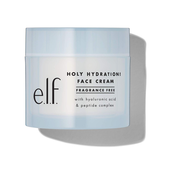e.l.f., Holy Hydration! Face Cream - Fragrance Free, Smooth, Non-Greasy, Lightweight, Nourishing, Moisturizes, Softens, Absorbs Quickly, Suitable For All Skin Types, 1.76 Oz