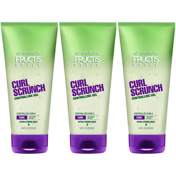 Garnier Hair Care Fructis Style Curl Scrunch Controlling Gel for Curly Hair, 3 Count