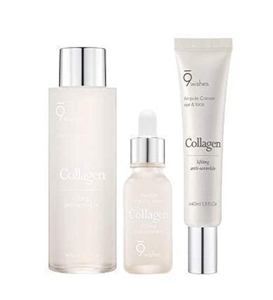 9Wishes Collagen Ampule Wrinkle Care Set  Essence Serum And Eye Cream