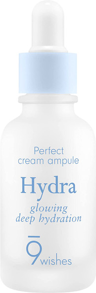 9 wishes Hydra Cream Ampule Serum 1.01 fl.oz Creamy Texture Instant Ultra Hydration Hyaluronic Acids Nonsticky Ampoule