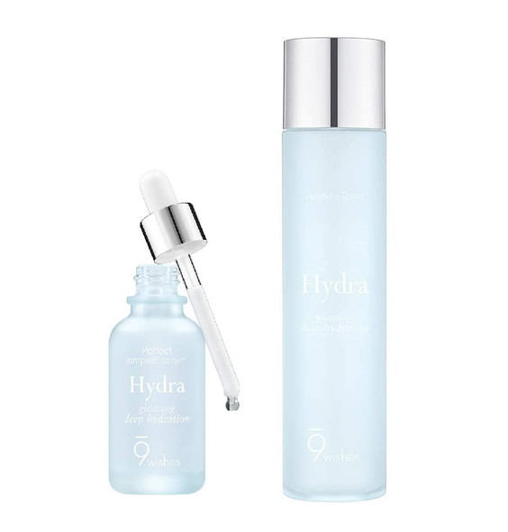 9 wishes Hydra Ampoule Serum  Toner  Boost Hydration  Long lasting Moisturizer for 72 hours with Hyaluronic Acid