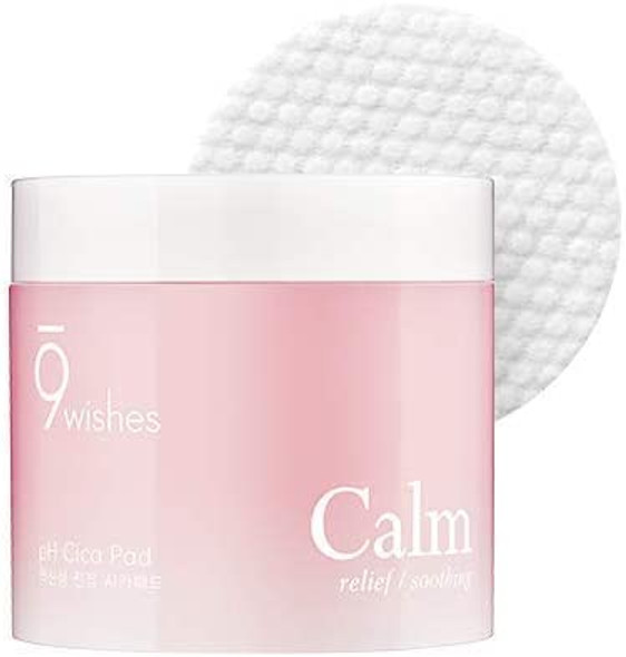 9 wishes Calm pH CICA Toner Pads 70 Counts 14oz  Soothing Toner Pads 88 Centella Asiatica Extract Calms Sensitive Skin  After Sun Care Sunburn Sunburn Relief for Face