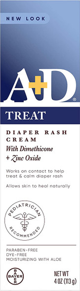 AD Zinc Oxide Diaper Rash Treatment Cream Dimenthicone 1 Zinc Oxide 10 Easy Spreading Baby Skin Care 4 Ounce Tube Packaging May Vary