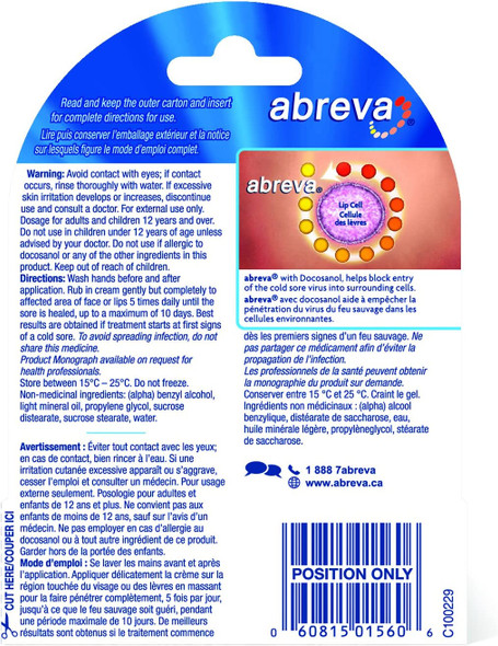 Abreva Cold Sore Med Size .07 Abreva Cold Sore Treatment Cream