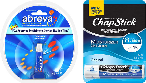 Abreva Single 2g Tube Cold Sore Healing Cream  Chapstick Moisturizer 1 Stick UltraHydrating Lip Balm Lip Care Package