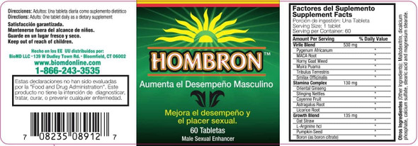 Absolute Nutrition Hombron Male Enhancement Tablets 60 Count