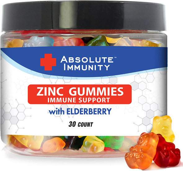 Absolute Immunity ZINC and Elderberry Gummies  Immune System Health  Adults and Kids 30ct