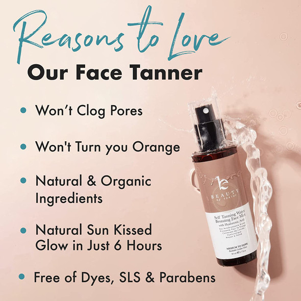 Beauty by Earth Self Tanner Face Mist  Medium to Dark Fake Tan Sunless Tanner Tanning Water Self Tanners Best Sellers Spray Tan Face Tanner Self Tanning Face Tan Self Tan Face Self Tanner Spray