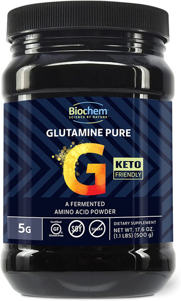 Biochem Glutamine Pure  5g  Amino Acid Powder  KetoFriendly  Promotes Muscle Tissue Support  Postworkout  Easy to Mix  Certified Gluten Free  Vegan
