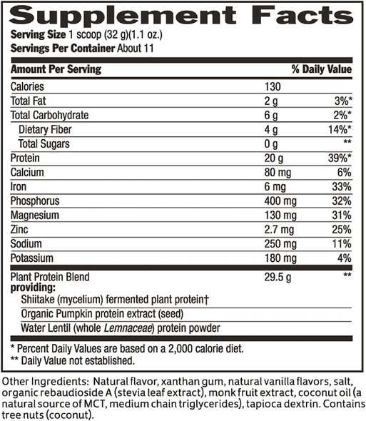 Biochem 100 Plant Protein  Vanilla  12.4 oz  20g Vegan Protein  Complete Amino Acid Profile  KetoFriendly  Calcium  Iron  NonGMO  Meal Replacement  No Added Sugar