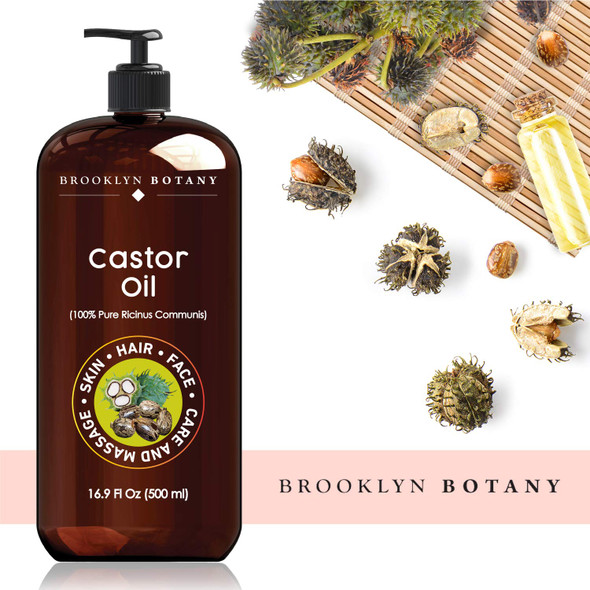 Brooklyn Botany Castor and Grapeseed Oils  100 Pure and Cold Pressed Castor Oil for Hair Growth Eyelashes and Eyebrows  Carrier Oil for Essential Oils Aromatherapy and Massage  16 fl. Oz