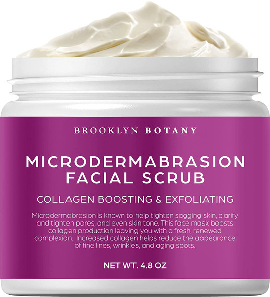 Brooklyn Botany Microdermabrasion Facial Scrub 4.8 oz  Exfoliating Face Scrub for Tightening and Brightening Skin  Face Exfoliator for Acne Scars Wrinkles Fine Lines and Aging Spots
