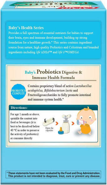 CATALO  Babys Probiotics Digestive  Immune Health Formula with 3 Billion Active Probiotics and FOS 60 Capsules