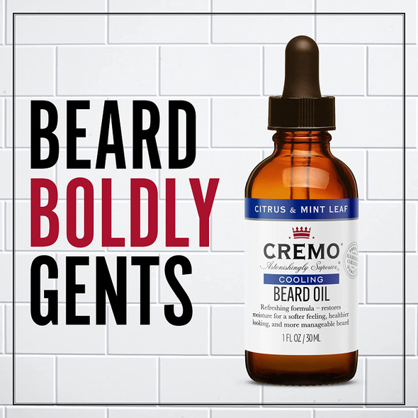 Cremo Beard Oil Cooling Citrus  Mint Leaf 1 fl oz  Restore Natural Moisture and Soften Your Beard To Help Relieve Beard Itch