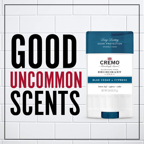 Cremo Blue Cedar and Cypress AluminumFree Deodorant 2.65 Oz