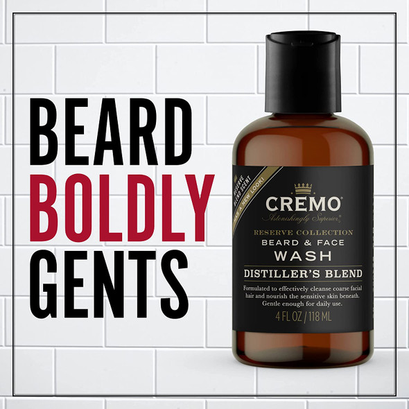 Cremo Distillers Blend Reserve Collection Beard and Face Wash Specifically Designed to Clean Coarse Facial Hair 4 Fluid Oz