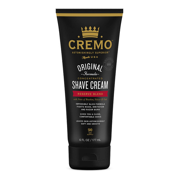 Cremo Barber Grade Reserve Blend Shave Cream for Cuts and Razor Burn 6 Fl Oz