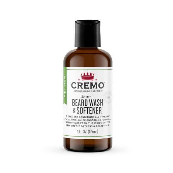 Cremo 2in1 Mint Blend Beard Wash  Softener Cleans and Conditions All Lengths of Facial Hair 6 Oz.