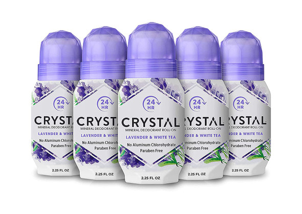 CRYSTAL Deodorant Mineral Deodorant RollOn Lavender  White Tea 2.25 oz Pack of 5 SG_B002F8I8VS_US