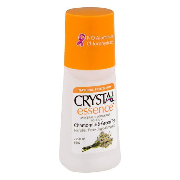 Crystal Essence Mineral Deodorant RollOn Chamomile  Green Tea 2.25 oz Pack of 1010