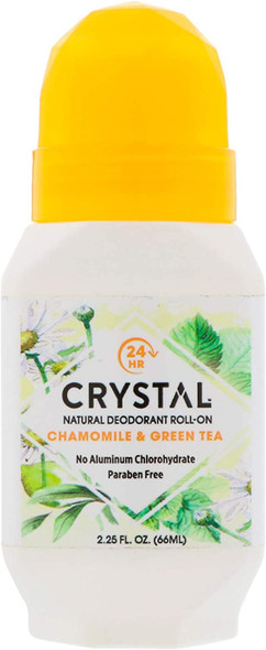 Crystal Essence Mineral Deodorant RollOn Chamomile  Green Tea 2.25 oz Pack of 44