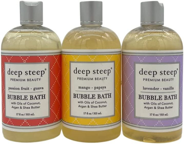 Deep Steep Bubble Bath Bundle Pack 1 Each Grapefruit Bergamot Vanilla Coconut and Fresh Lavender 17 Ounce Pack of 3