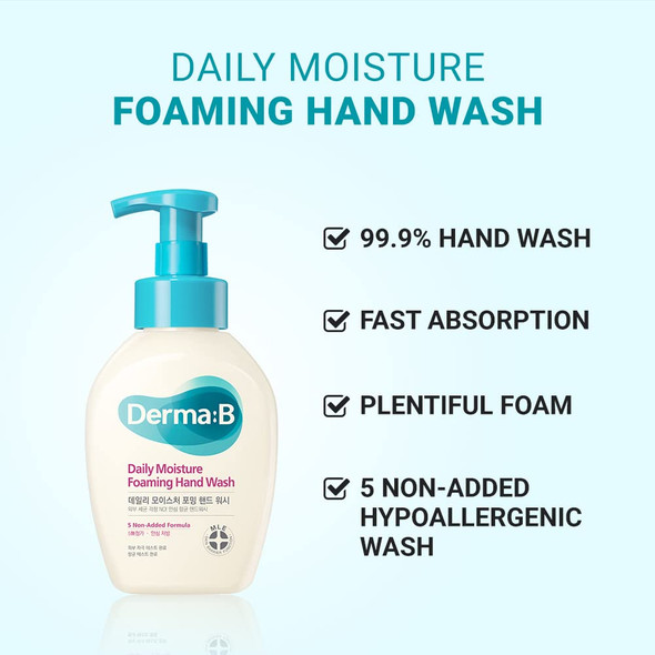 Derma B Daily Moisture Foaming Hand Wash Moisturizing Foaming Hand Soap Scented Hand Soap Paraben Free Ceramide 16.9 Fl. Oz. 500ml