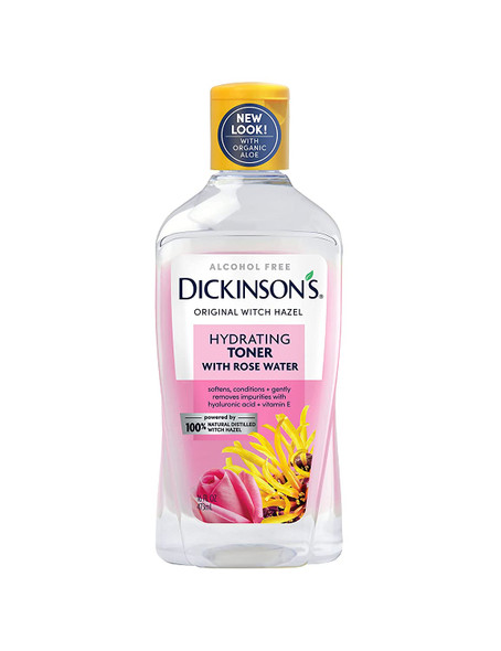 Dickinsons Enhanced Witch Hazel Hydrating Toner with Rosewater Alcohol Free 98 Natural Formula 16 Fl Oz