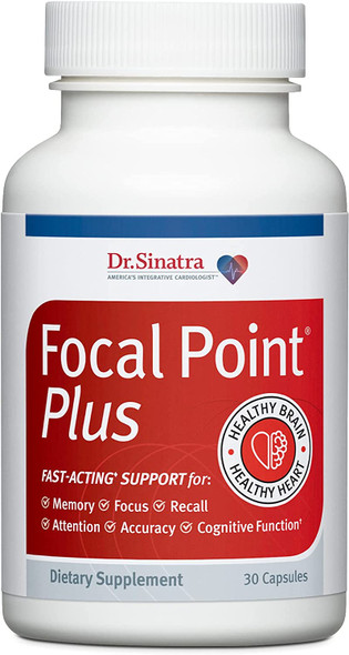 Dr. Stephen Sinatras Focal Point Plus Fastacting Cognitive Supplement For Better Focus Shortterm Memory And Attention Plus Heart Brain And Mood Health Support