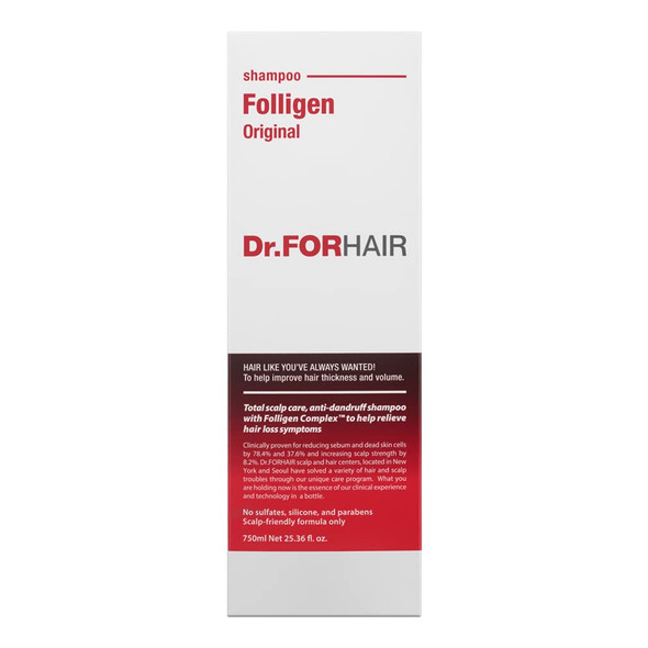 Dr.FORHAIR Folligen Shampoo 750 ml/25.36 fl.oz for Relieving Hair Loss Hair Loss Prevention Paraben FREE Silicone FREE Sulfate FREE