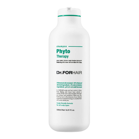 Dr.FORHAIR Phyto Therapy Shampoo 16.9 fl oz 500 ml for Sensitive Scalp pH Balanced Calming Soothing Hair Care Add Volume and Shine Treatment Paraben Silicone Sulfates Free