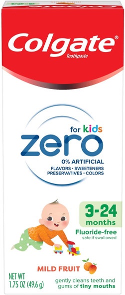 Colgate Zero Baby and Toddler Fluoride Free and SLS Free Toothpaste, Natural Mild Fruit - 1.75 Ounce