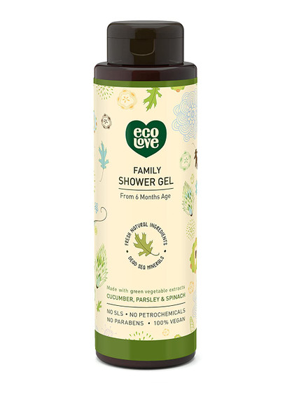 ecoLove  Natural Moisturizing Body Wash for Dry Skin  With Organic Cucumber  No SLS or Parabens  Vegan and CrueltyFree Shower Gel 17.6 oz