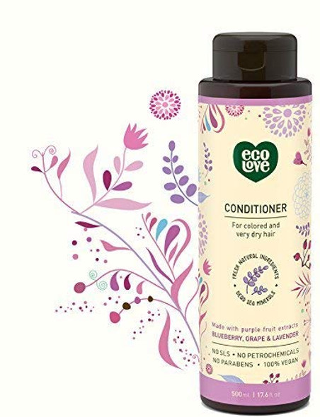 ecoLove  Natural Shampoo  Conditioner Set for Dry Damaged Hair and Color Treated Hair  With Natural Lavender Extract  No SLS or Parabens  Vegan and CrueltyFree 17.6 oz.