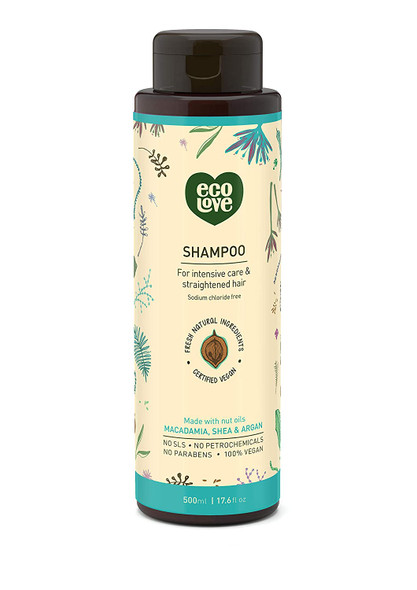 ecoLove  Natural Shampoo  Conditioning Set for Chemically Straightened Hair and Dry Damaged Hair  No SLS or Parabens  With Natural Moroccan Oil Extract  Vegan and CrueltyFree Hair Treatment 17.