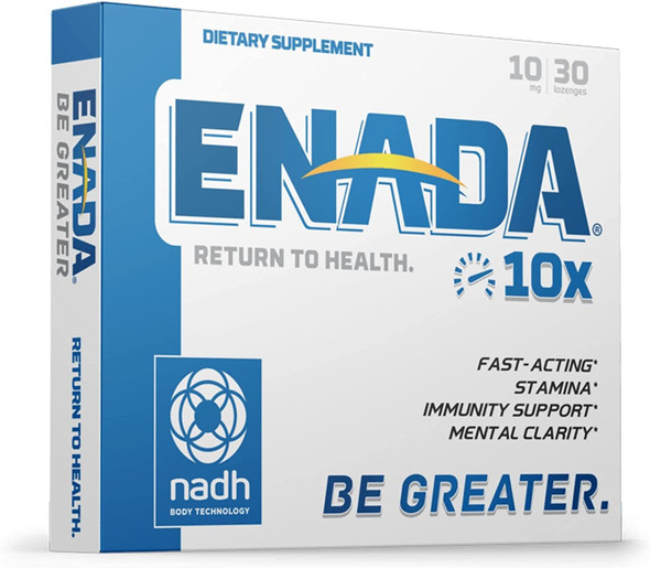 ENADA 10X NADH Supplement with Fast Acting Formula for Active Lifestyle  Natural Energy Booster Great for Jet Lag Athletic Performance  Studying  Improves Stamina and Mental Clarity  30 Lozenge