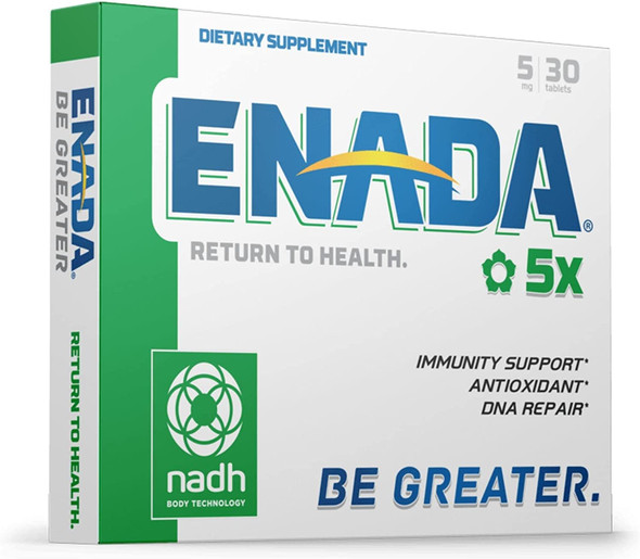 ENADA 5X NADH Supplement with boost of Chlorophyll  Coenzyme Antioxidant form of Vitamin B3 Immunity Support DNA Repair  Serves as Natural Energy Memory Booster  Restore Bodys Cellular Energy  30 Tablets