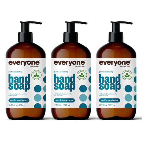 Everyone Liquid Hand Soap Pacific Eucalyptus PlantBased Cleanser with Pure Essential Oils 12.75 Fl Oz Pack of 3