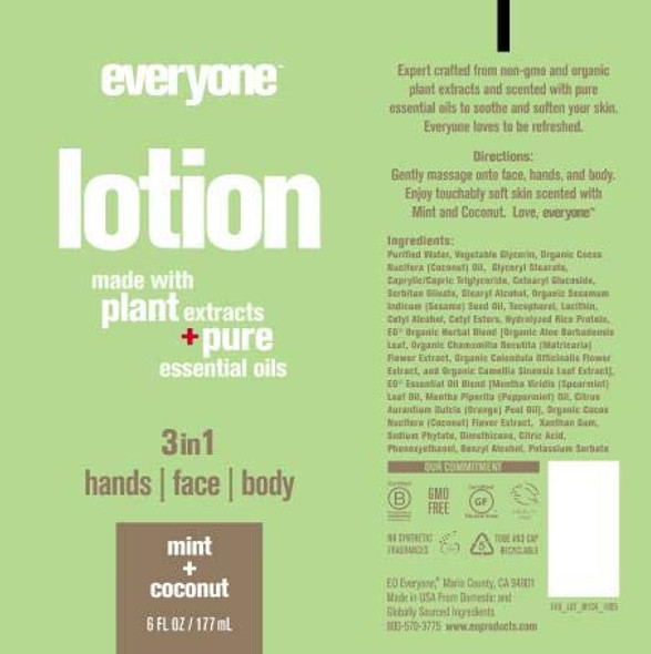 Everyone 3 In 1 Lotion Mint Plus Coconut 6 Oz