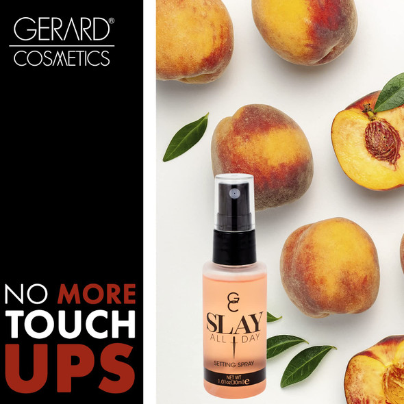 GC Make Up Setting Spray  Gerard Cosmetics Slay All Day Peach Scented  OIL CONTROL MATTE FINISH face mist makeup sealer Mini Travel size 30 ml 1.01 oz CRUELTY FREE MADE IN THE USA  VEGAN