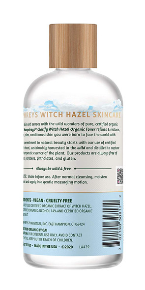 Humphreys Clarify Witch Hazel Organic Toner Clear 8 Oz  Pack of 1