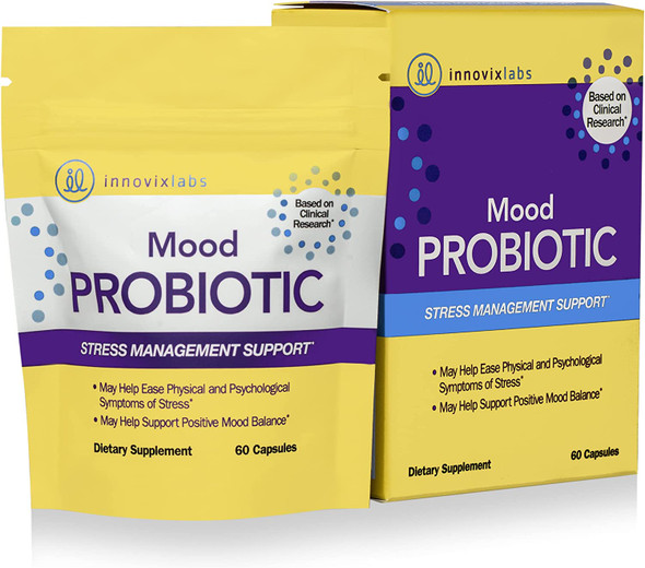 InnovixLabs Mood Probiotic 60 Capsules Lactobacillus helveticus Rosell52ND  Bifidobacterium longum Rosell175 1st Probiotic Formula Clinically Studied for Mood Support Probiotics for Men  Women