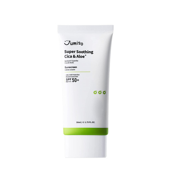 JUMISO Super Soothing Cica  Aloe Sunscreen SPF50 PA 1.69 oz / 50g  Mineral Sunscreen for All Skin Types  Vegan Centella  Aloe Extract