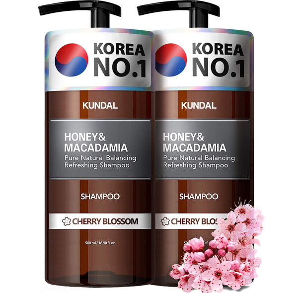 KUNDAL Bundle Set of SulfateFree SHAMPOO and CONDITIONER Set with Argan Oil Cherry Blossom 2 bottles of Moisturizing Shampoo and 1 bottle of Nourishing Conditioner