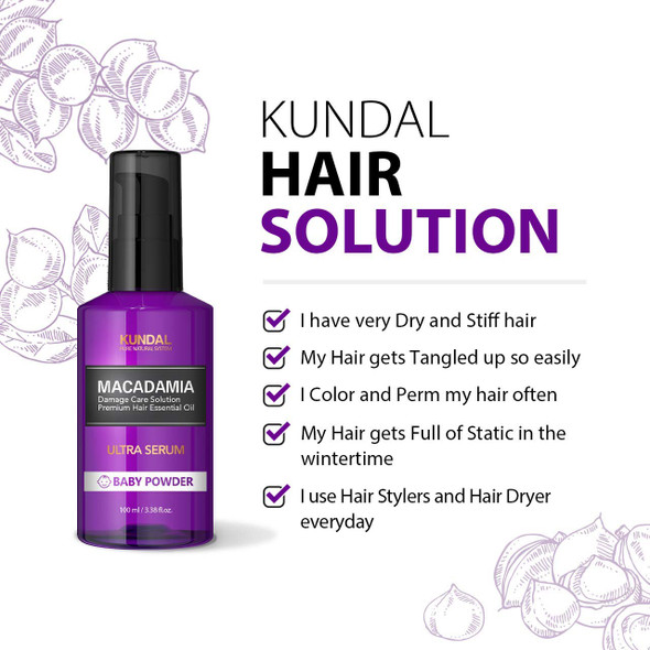 KUNDAL MACADAMIA Damaged Care Hair Serum 100ml/3.38fl.oz Cherry Blossom